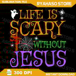 life without jesus is scary fall christian halloween jesus png, scary moon png, fall for jesus png, christian fall png