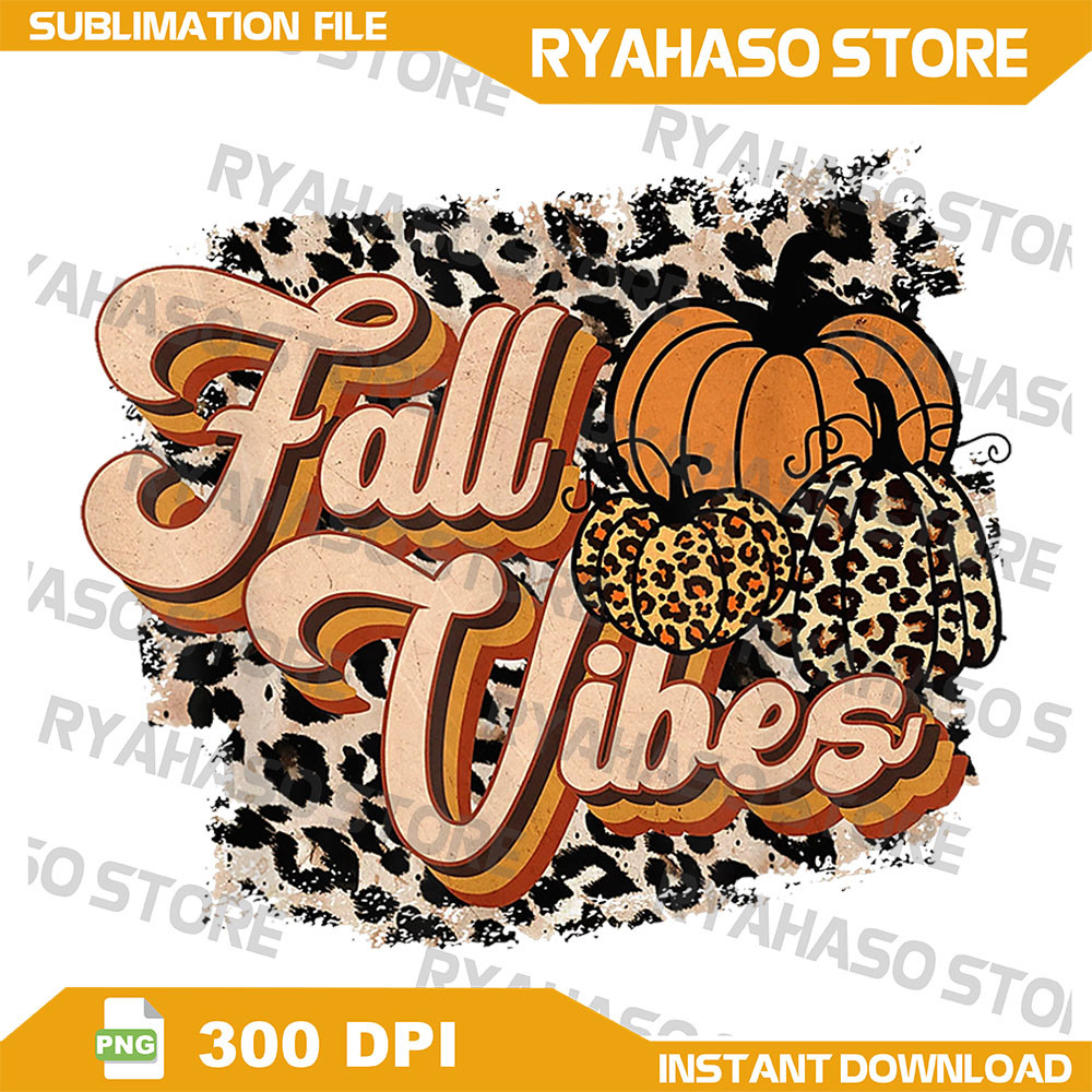 Fall Vibes Leopard Groovy Thanksgiving Autumn Png Fall Vibes Png Halloween Png Autumn Pumpkin Png Spooky Season Png 0