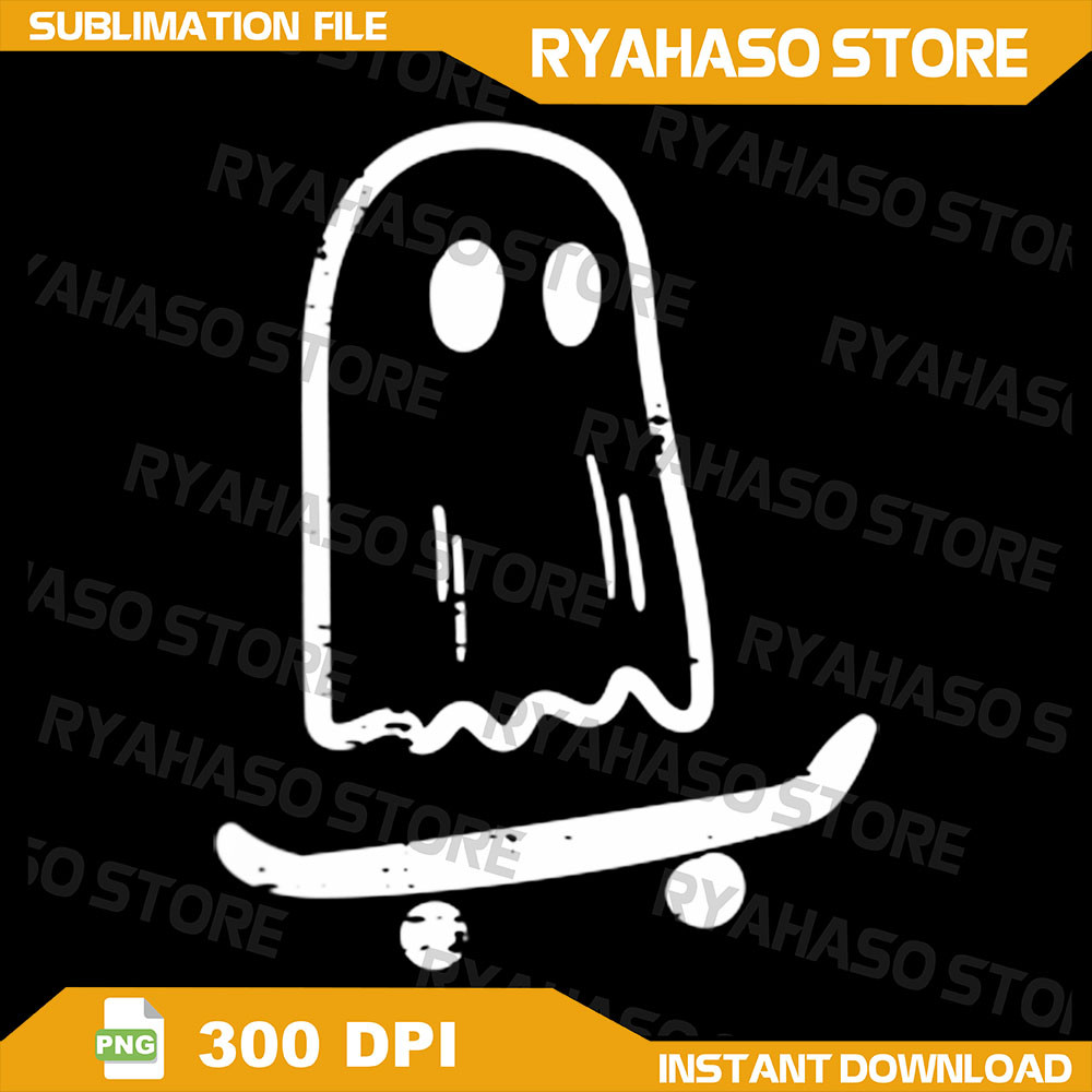 Ghost On Skateboard Png Funny Retro Halloween Costume Png Halloween Png Ghost Png Spooky Halloween Skateboard Png 0