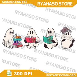 funny ghost book reading halloween books lover png, bookish halloween png, teacher librarian halloween png, halloween