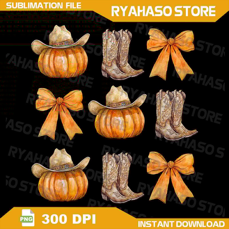 Coquette Bow Western Boots Pumpkin Cowboy Cowgirl Halloween Png Cowboy Boots Png Howdy Pumpkin Cowgirl Png Fall Png 0