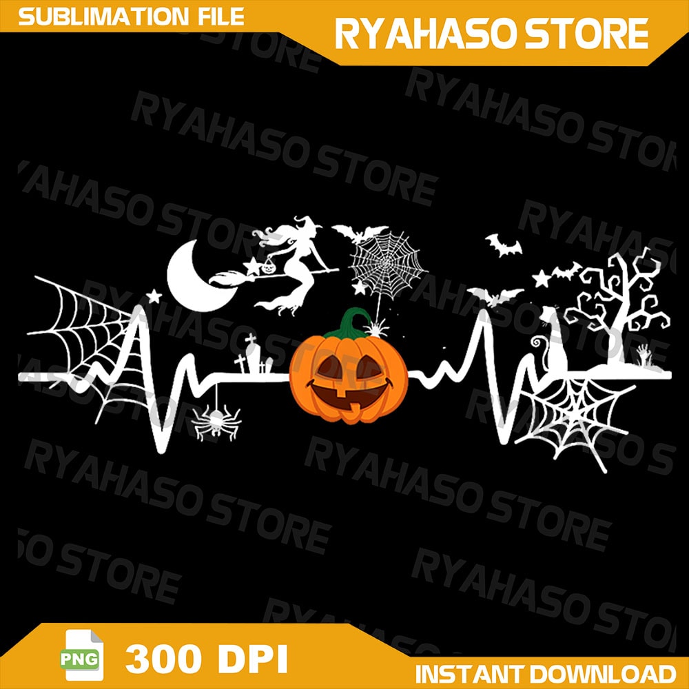 Funny Halloween Pumpkin Heartbeat Png Spooky Png Halloween Png Silhouette Png Sublimation Designs Pumpkin Png 0