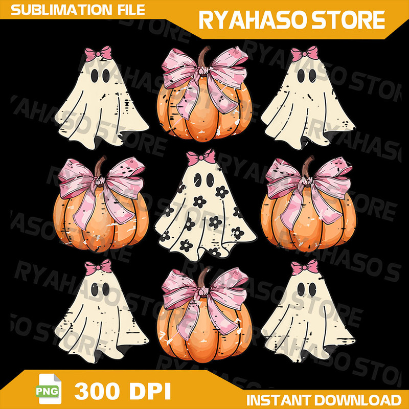 Funny Coquette Bow Pumpkin Halloween Ghost Spooky Season Png Hallowen Pumpkin Png Pink Pumpkin Png Pumpkin Coquette 0