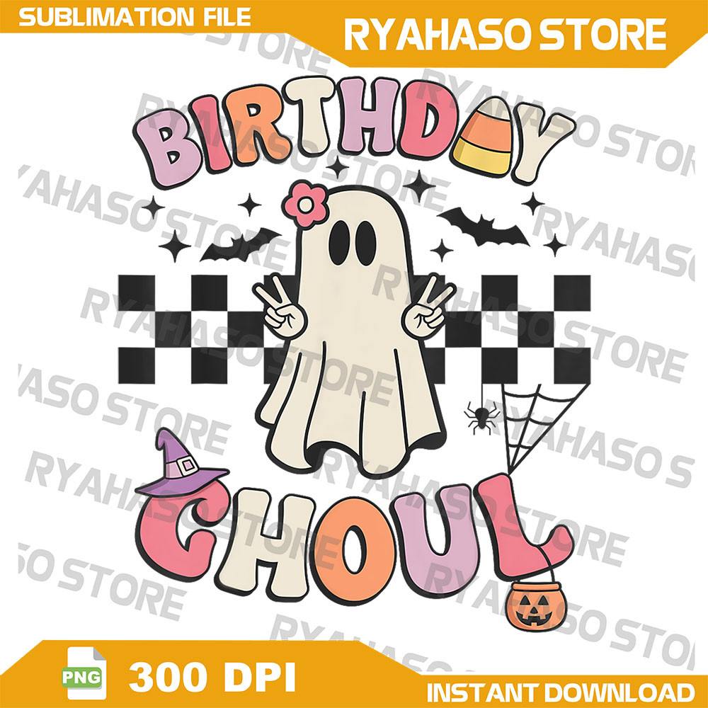 Halloween Birthday Ghoul BDay Party Anniversary Png Groovy Halloween PNG Cute Ghost Birthday Halloween Party Png 0