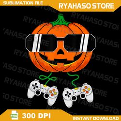 halloween jack o lantern gamer boys kids men funny halloween png, floral pumpkin png, spo-oky season png, flower pumpkin
