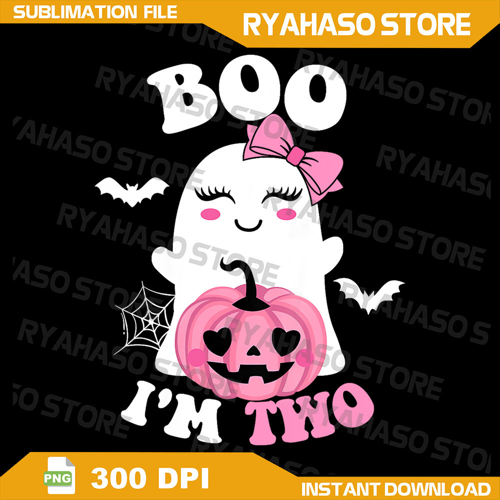 Kids Ghost Boo Im Two Yr 2nd Birthday Kids Halloween Groovy Png 2nd Birthday Kids Halloween Groovy Png Halloween 0