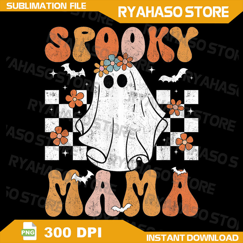 Spooky Mama Png Groovy Vintage Ghost Halloween Spooky Mom Mother Png Pooky Season Png Halloween Png Spooky Vibes 0