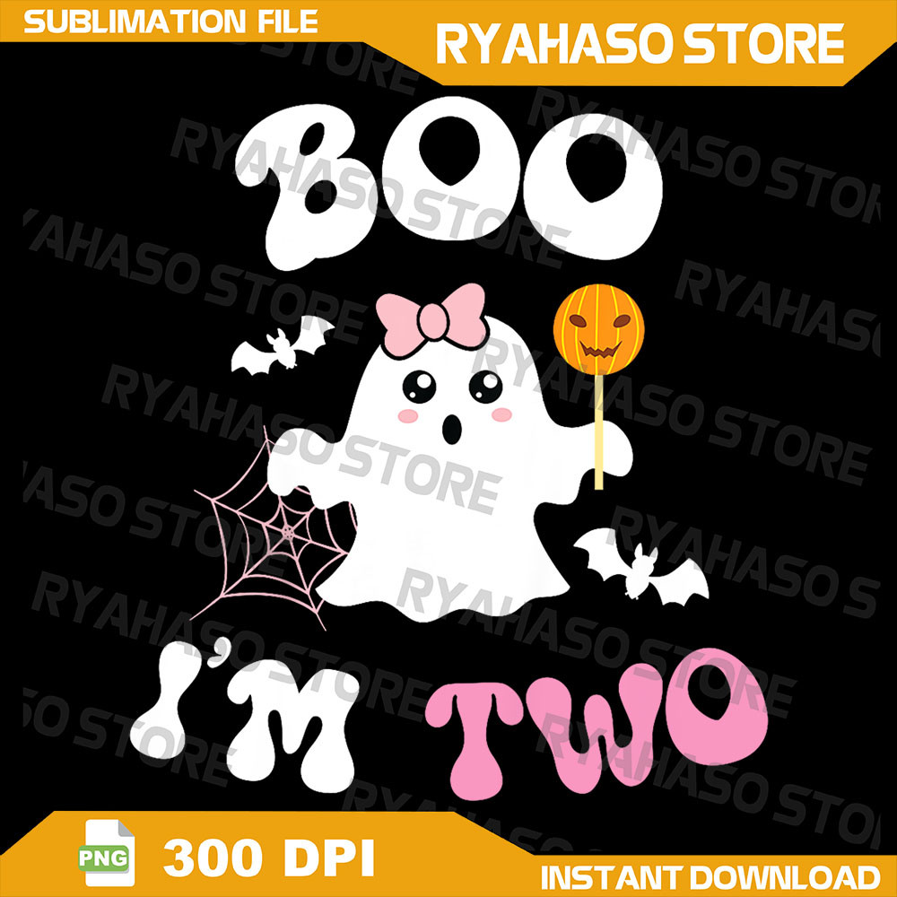 Boo Im Two Ghost Second 2nd Png Birthday Groovy Halloween Png 2nd Birthday Kids Halloween Groovy Png Halloween Png 0