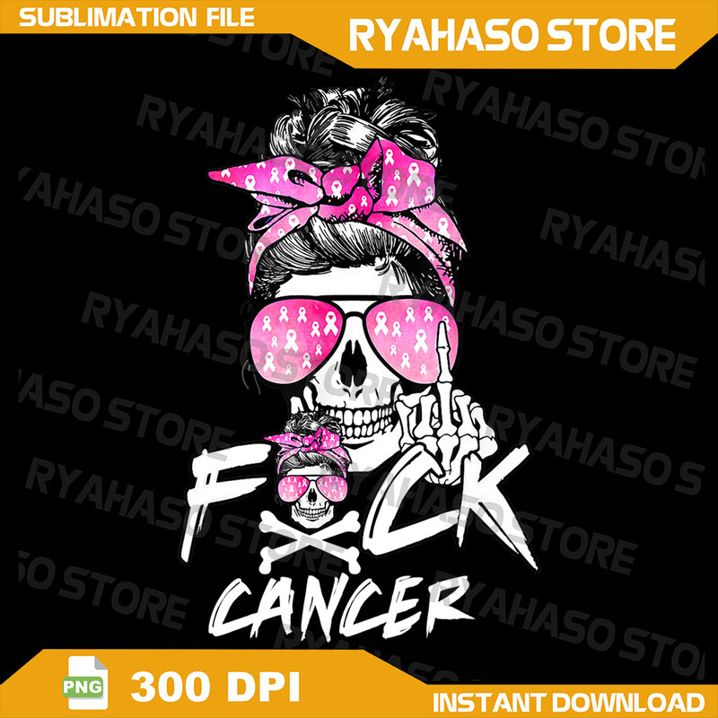 Fuck Breast Cancer Warrior Pink Ribbon Png Messy Bun Hair Png Breast Cancer Warrior Messy Bun Pink BreastCancer 0