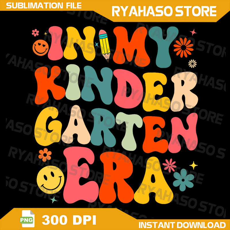 In My Kindergarten Era Retro Back To School Teacher Student Png Back To School Teacher Png In My Kindergarten Era Png 0