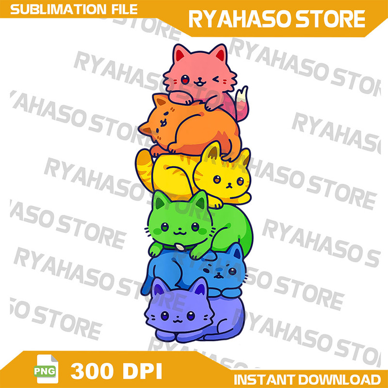 Gay Pride Cat LGBT Kawaii Cats Pile Cute Anime Rainbow Flag Png Gay Pride Png LGBTQ Png Rainbow Pride Png Rainbow 0