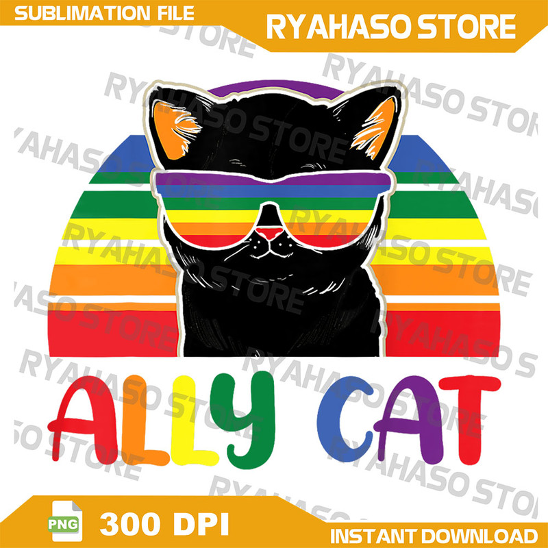 LGBT Ally Cat Png Be Kind Gay Rainbow Funny LGBTQ Flag Gay Pride Png Ally Cat LGBT Gay Rainbow Pride Flag Png Digital 0