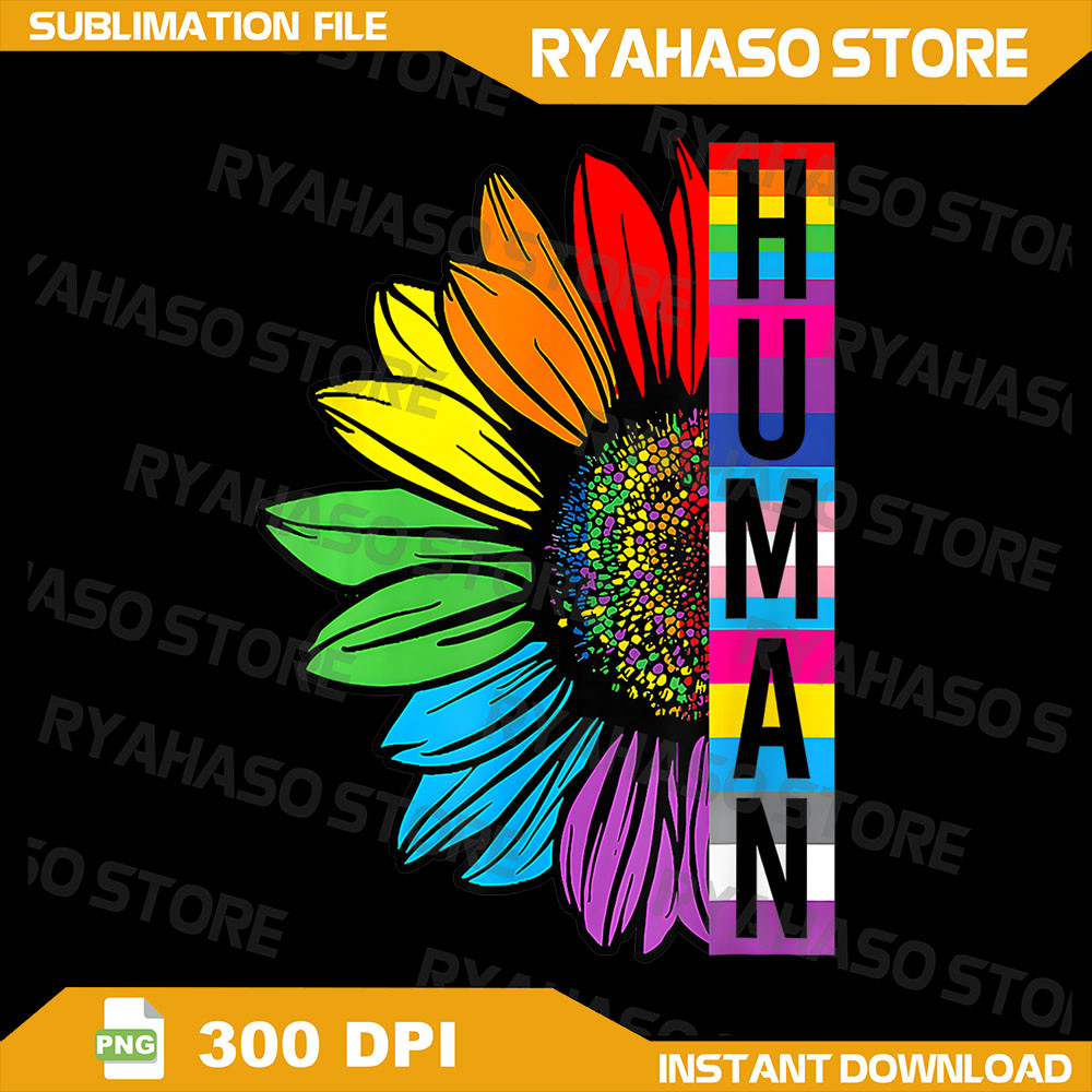 HUMAN Sunflower LGBT Flag Gay Pride Month Proud LGBTQ Png Pride Ally Gay Pride Png Lgbt Pride Month Png Say Gay Png 0