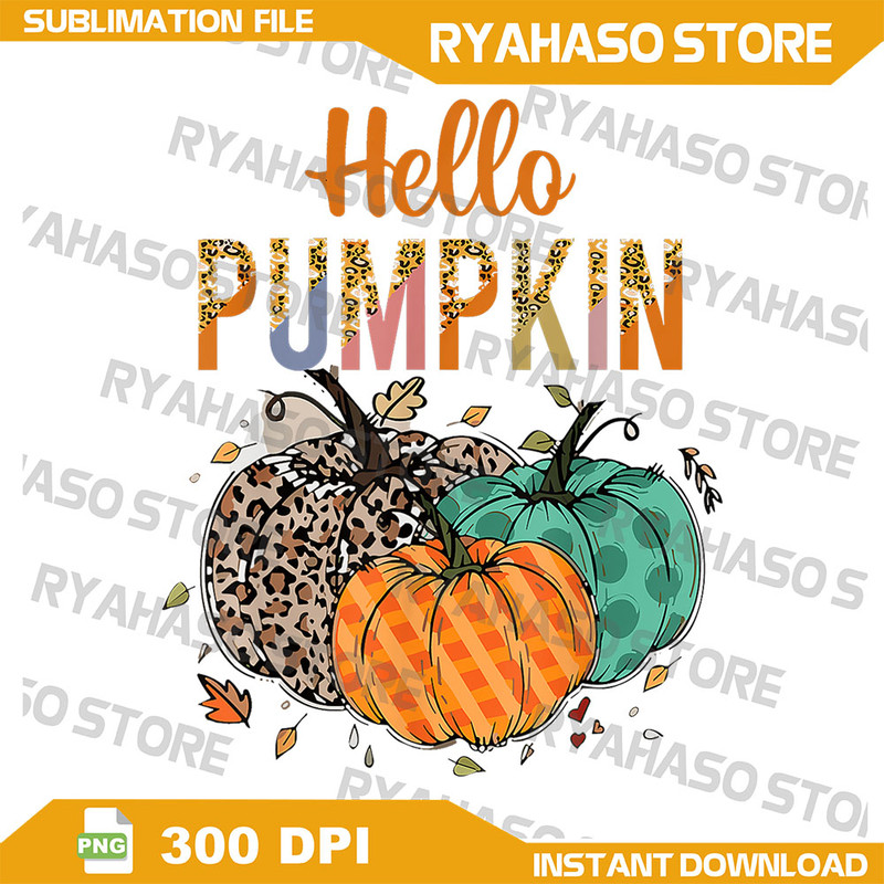 Hello Pumpkin Leopard Print For Fall Thanksgiving Png Autumn Leopard Png Fall Vibes Sublimation Ins 0