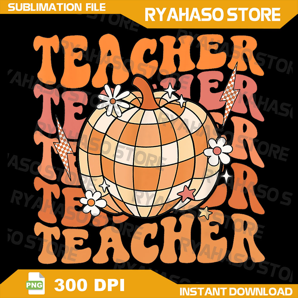 Disco Ball Pumpkin Teacher Fall Thanksgiving Back To School Png Teacher Fall Pumpkin Png Pumpkin Se 0