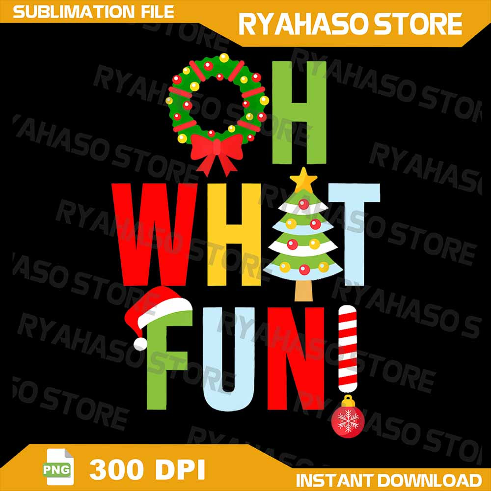 Oh What Fun Christmas With Wreath And Tree Png Oh What Fun Png Merry Christmas Png Retro Christmas 0