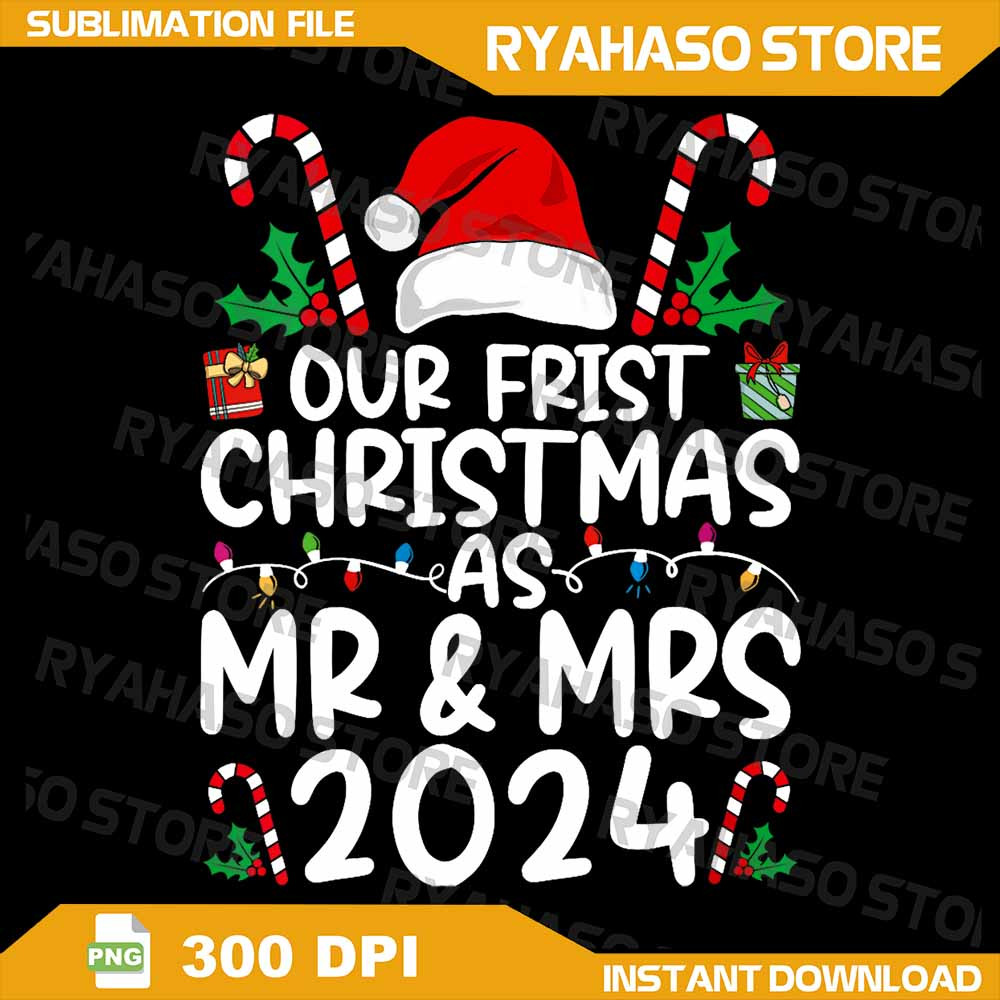 Our First Christmas As Mr Mrs 2024 Just Married Couples Png Merry Christmas Png Couples Christmas 0