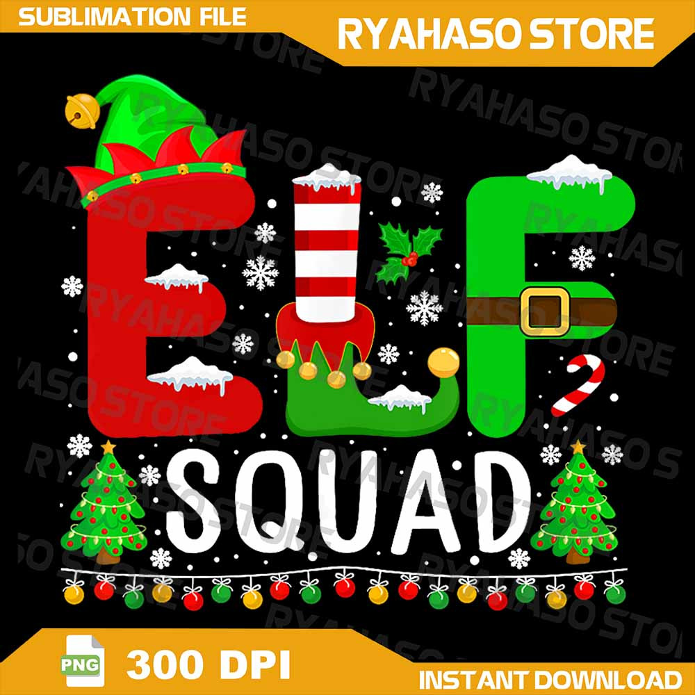 Elf Squad Matching Family Christmas Santa Hat Xmas Lights Png Elf Squad Christmas Png Funny Christm 0