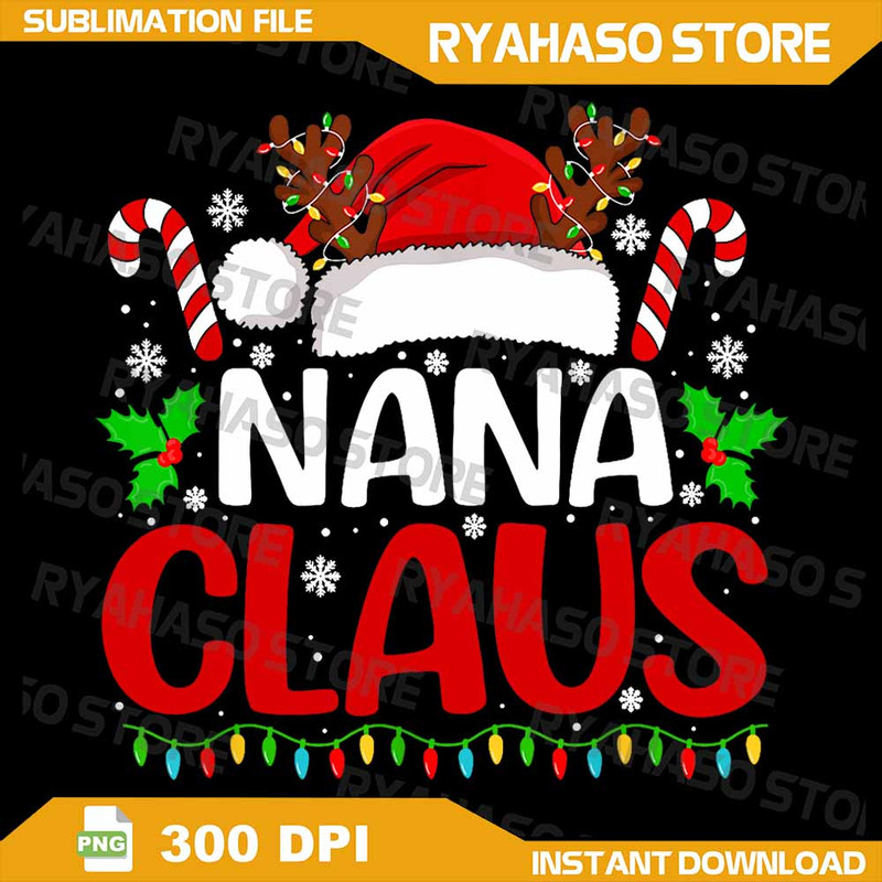 Nana Claus Christmas Lights Family Matching Xmas Png Nana Claus Christmas Png Merry Christmas Png 0