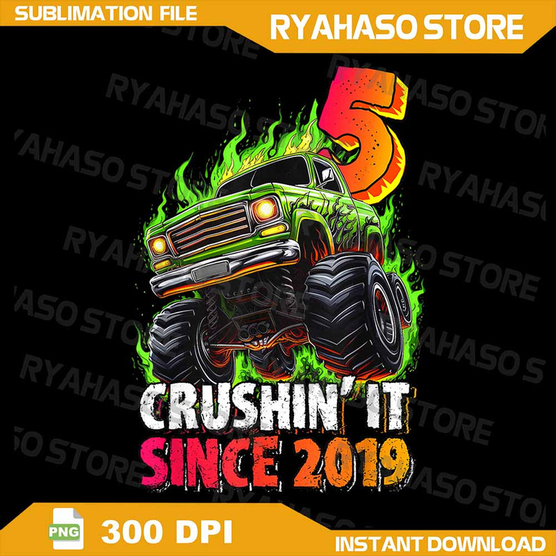 Monster Truck 5 Year Old Boys 5th Birthday Party Born 2019 Png 5 Year Old Birthday Boy Png Monster 0
