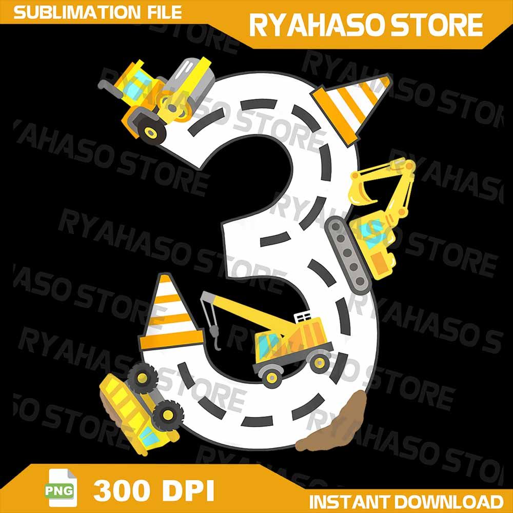 3rd Construction Birthday Party Excavator Boys 3 Years Old Png 3rd Birthday Boy Construction Truck 0