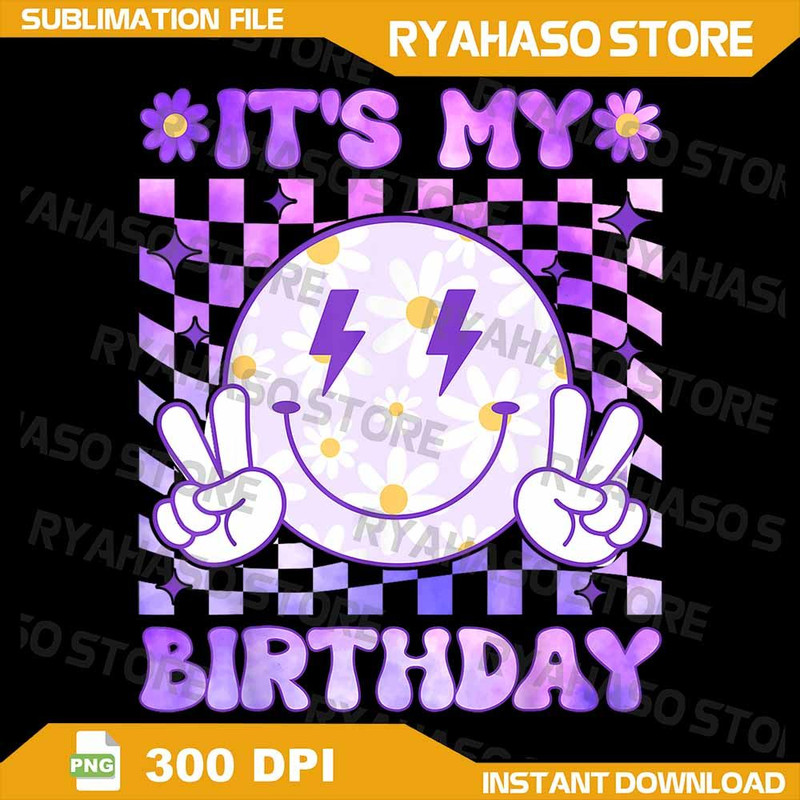 Its My Birthday Women Teens Girls Kid Birthday Party Png My Birthday Retro Groovy Png Happy Birthda 0