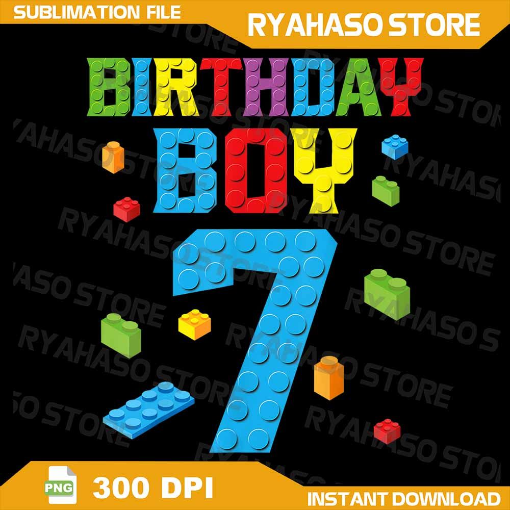 Master Builder 7th Birthday Boy 7 Seven Year Building Bricks Png Master Builder 7th Birthday Png Bu 0