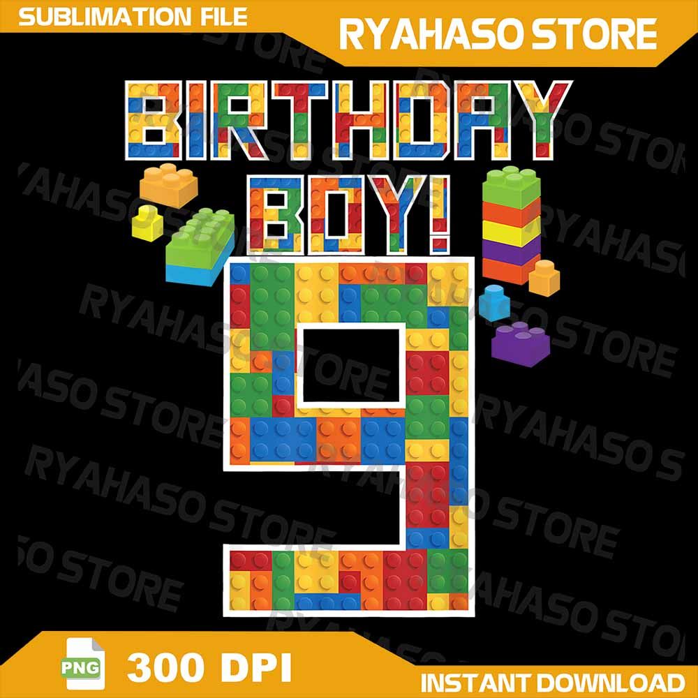 Cute 9th Birthday Gift 9 Years Old Block Building Boys Kids Png Birthday Block Building Png Blocks 0