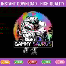 gammy saurus png, funny dino tie dye bandana png, mother's day png, t-rex dinosaur png, grammy png