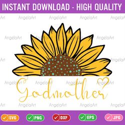 godmother heart mother's day godmother svg, godmother sunflower svg, mother's day png, digital download