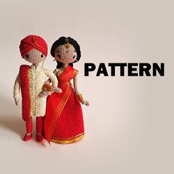 2 patterns crochet indian doll. crochet national indian doll girl and boy