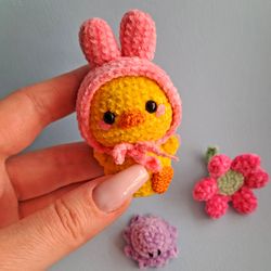 Crochet little goose, plush yellow goose, crochet duck, mini goose with hat