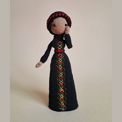 Crochet Islamic Doll in Hijab, Pattern Muslim Girl, Palestinian doll in national costume