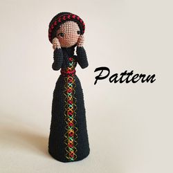 Pattern Crochet Islamic Doll in Hijab, Pattern Muslim Girl, Palestinian doll in national costume