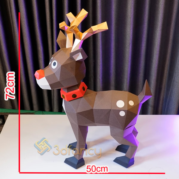 Papercraft Rudolph Reindeer Papercraft 3D Rudolph Paper Craft PDF, SVG Template | Inspire ...