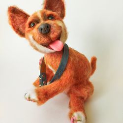 Crocheted dog that smiles. Realistic dog made of handmade mohair yarn- best gift. Stuffed animal interior crocheted dog.