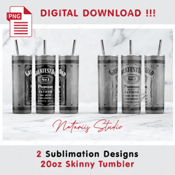 2 Best Dad Designs. Father's day. Whiskey Lover - Seamless Sublimation Design - 20oz SKINNY TUMBLER - Full Wrap