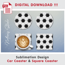 Soccer Ball Design - Car Coaster Template - Sublimation Waterslade Pattern - Digital Download