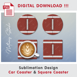 Football Ball Design - Car Coaster Template - Sublimation Waterslade Pattern - Digital Download
