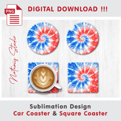 TIE DYE Design - v3 - Car Coaster Template - Sublimation Waterslade Pattern - Digital Download