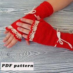 Knitted fingerless gloves Charming Lady PDF pattern
