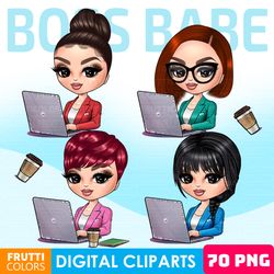 Office Girl Clipart Bundle - Boss Babe Clipart, Planner Girl Clipart, Fashion Doll PNG, Boss Girl, Laptop Sublimation