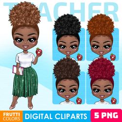 Cute African American Teacher Clipart - School Clipart, Teacher Appreciation, Teacher Life PNG, Digital Planner Sticker