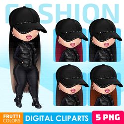 Fashion Doll Clipart Bundle - Boss Babe PNG, Fall Girl Clipart, Chibi PNG, Boss Girl Digital Stickers, Best Friend PNG