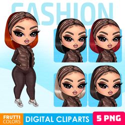 Fashion Clipart Bundle - Fashion Doll PNG, Chibi Clipart, Cute Girly Clipart, Best Friend PNG, Winter Girl Clipart