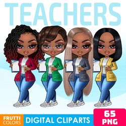 Work Vibes Clipart Bundle - African American Teacher PNG, Back to School Clipart, Coffee Break, Teacher Life Clip Art