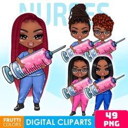 African American Nurse Clipart Bundle - Nurse Life PNG, Scrubs Clipart, Healthcare Clipart, RN Digital Stickers, Scrubs