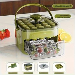1 manual ice maker - double-layer pressure ice cube tray, food-grade plastic freezer tray