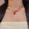 Cute Harajuku Cartoon Fruit Bow Colorful Beads Choker Necklace 3