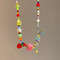 Cute Harajuku Cartoon Fruit Bow Colorful Beads Choker Necklace 0